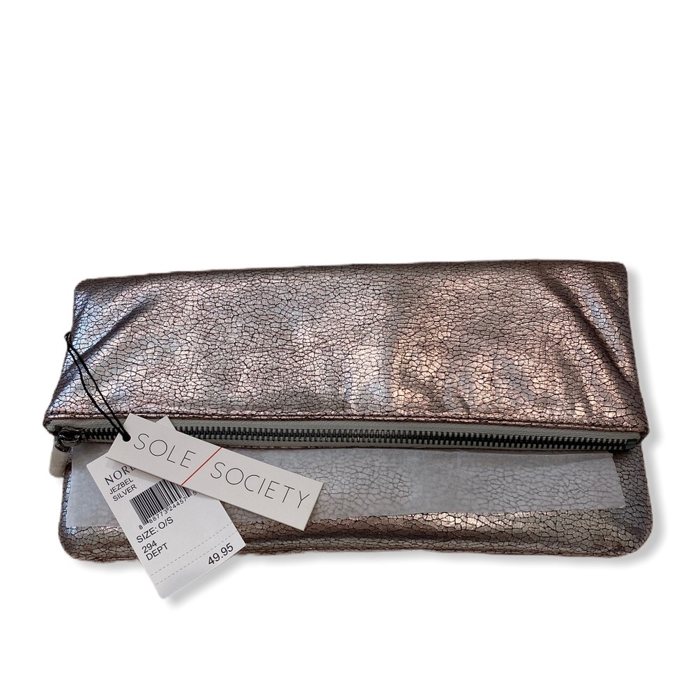 Sole Society Silver Jezbel Clutch Cross-Body Purse
